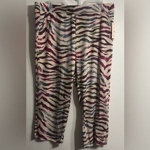 women’s sleep sweatpants pull on zebra print very soft two side pockets.XL